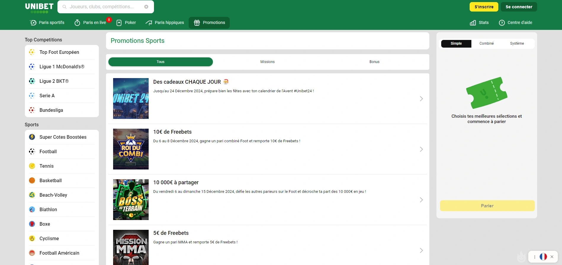 Premier bonus chez Unibet Bonus Unibet